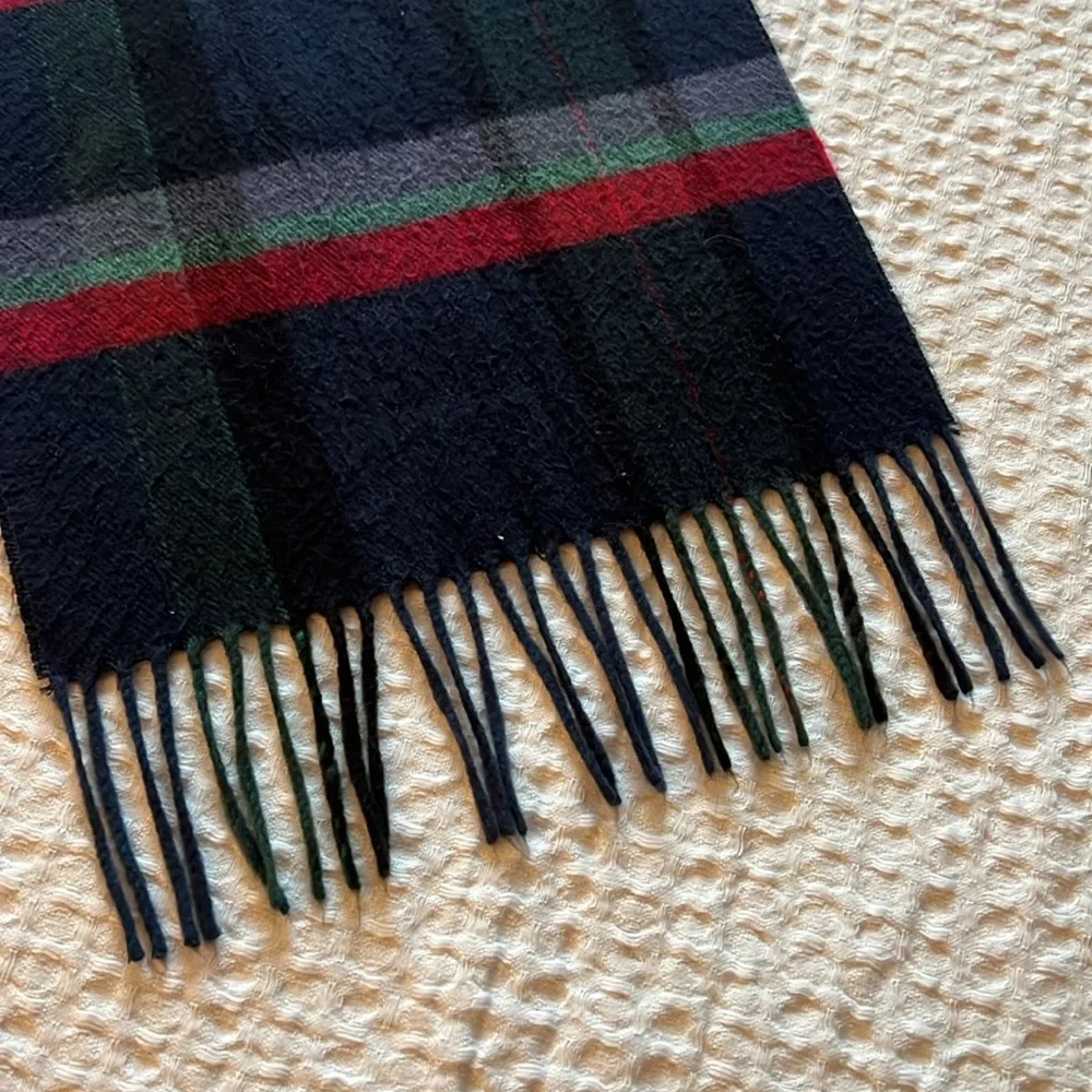 “Cashmaire” Vintage Plaid Fringe Scarf by Christian Dior Monsieur